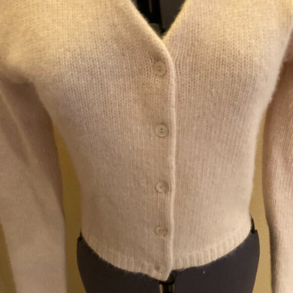 J. Crew Cropped Lambswool/Angora Rabbit Hair/Nylon  Pearl Button Cardigan Sz S - Picture 2 of 9